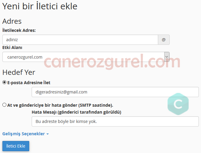 E-Mail İletici Ayarı