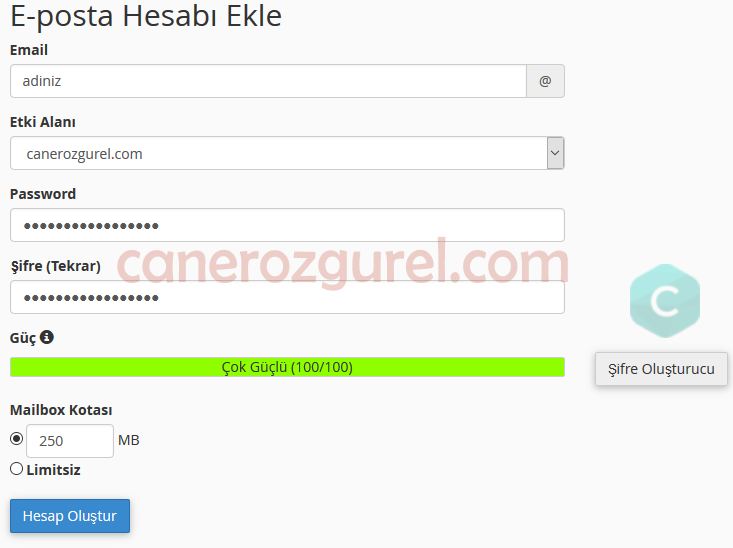E-posta Hesabı Ekle