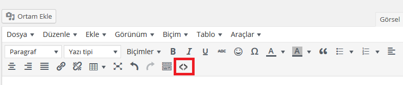Yazı Editöründeki Butonu
