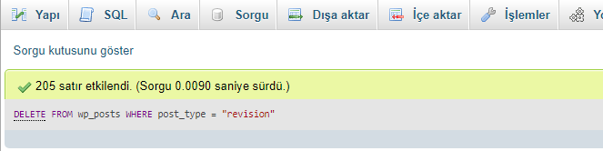 WordPress SQL Revizyon Silme