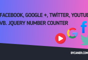 Facebook, Google +, Twitter, Youtube vb. jQuery Number Counter