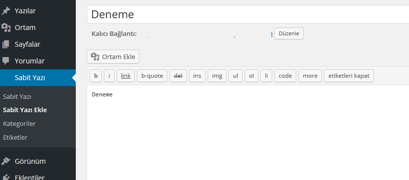 Custom Post Type örneği